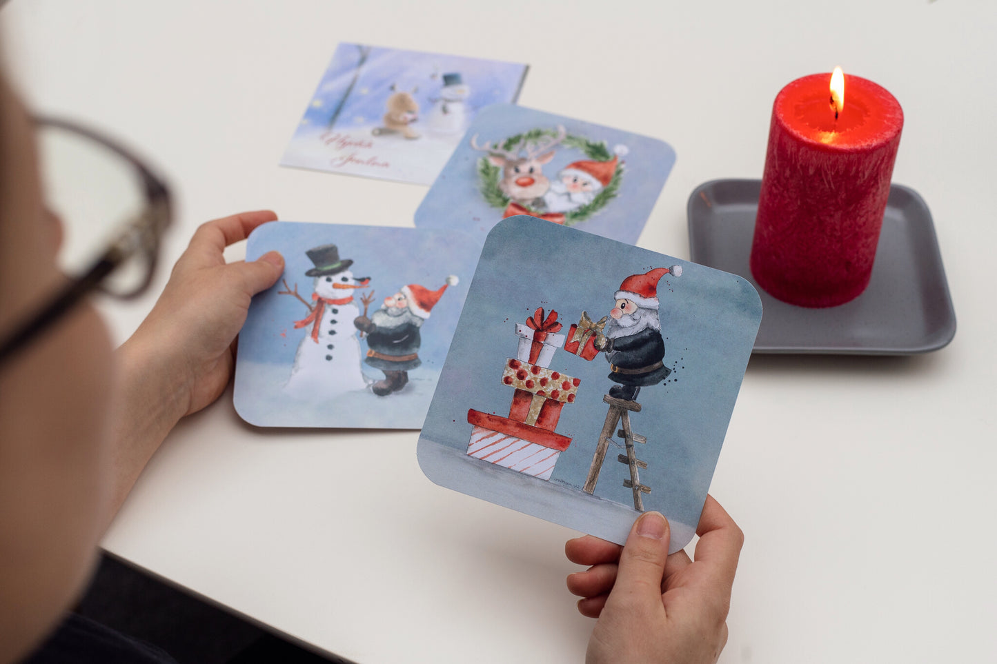 Tonttujen joulutouhut Joulukortti 14x14cm