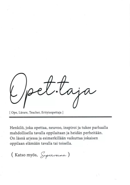 Opettaja kortti